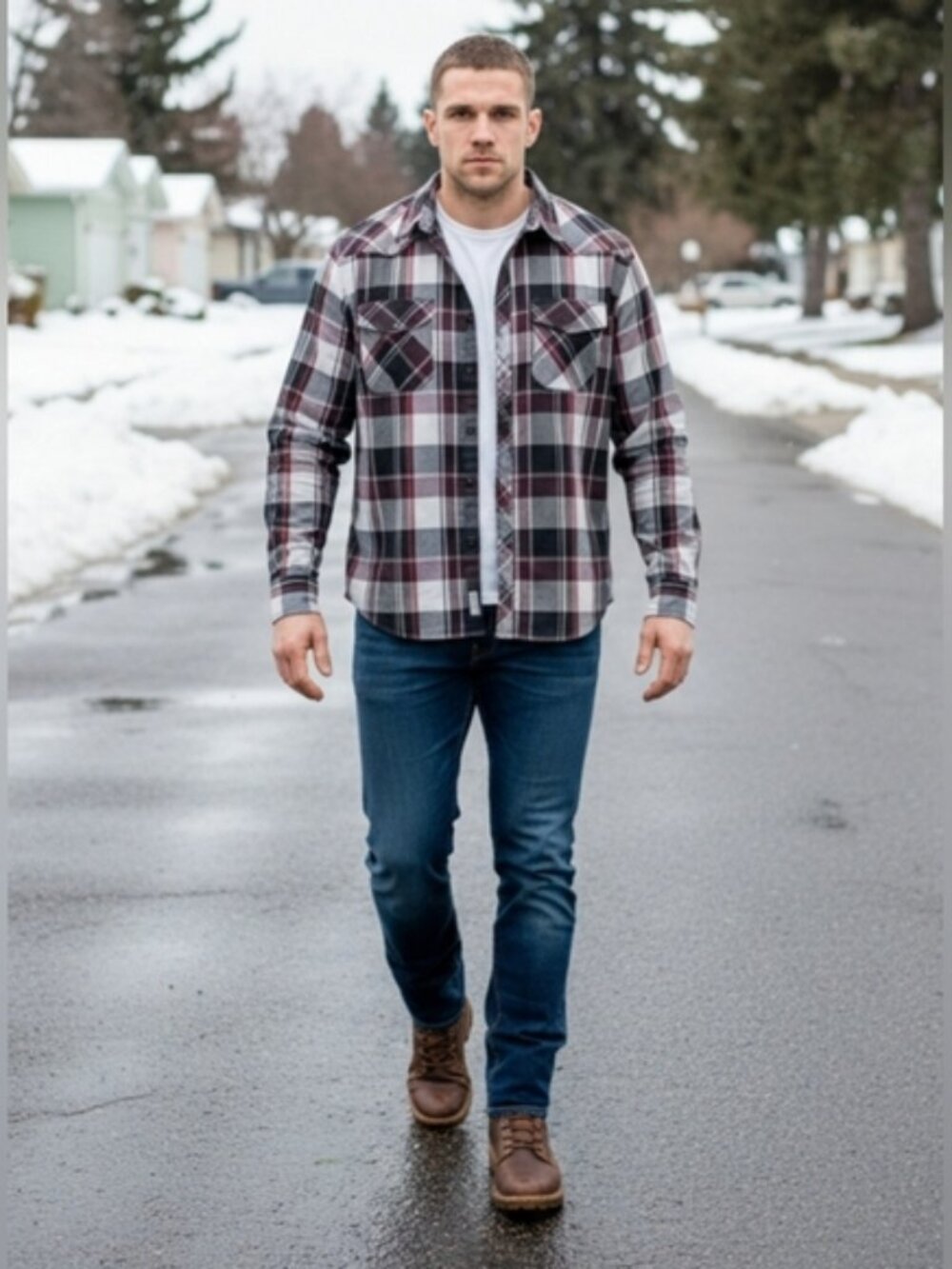 COEVALS CLUB Men's XXL Western Plaid Long Sleeve Pearl Snap Casual Rodeo Shirt